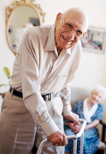 Image of a elderly man with a walker